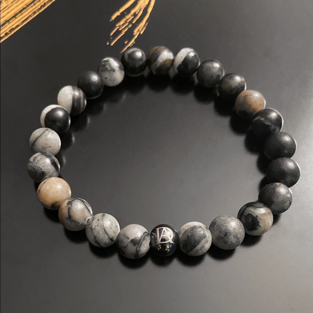 DeMarcus Alexan 8mm Black Gradient Stone Bracelet